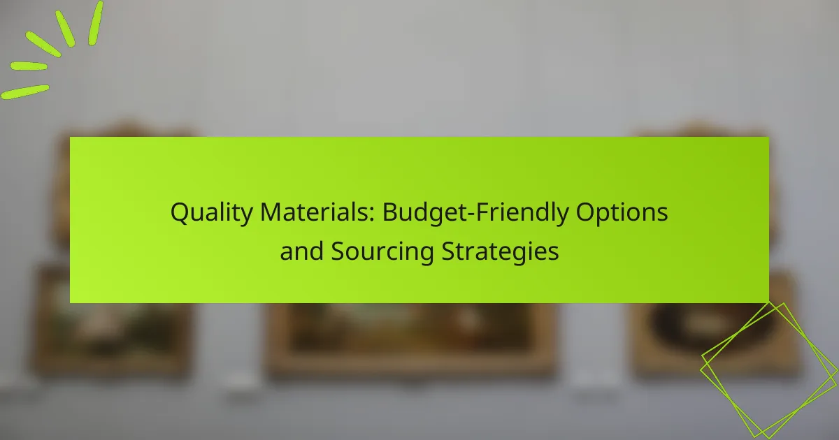 Quality Materials: Budget-Friendly Options and Sourcing Strategies